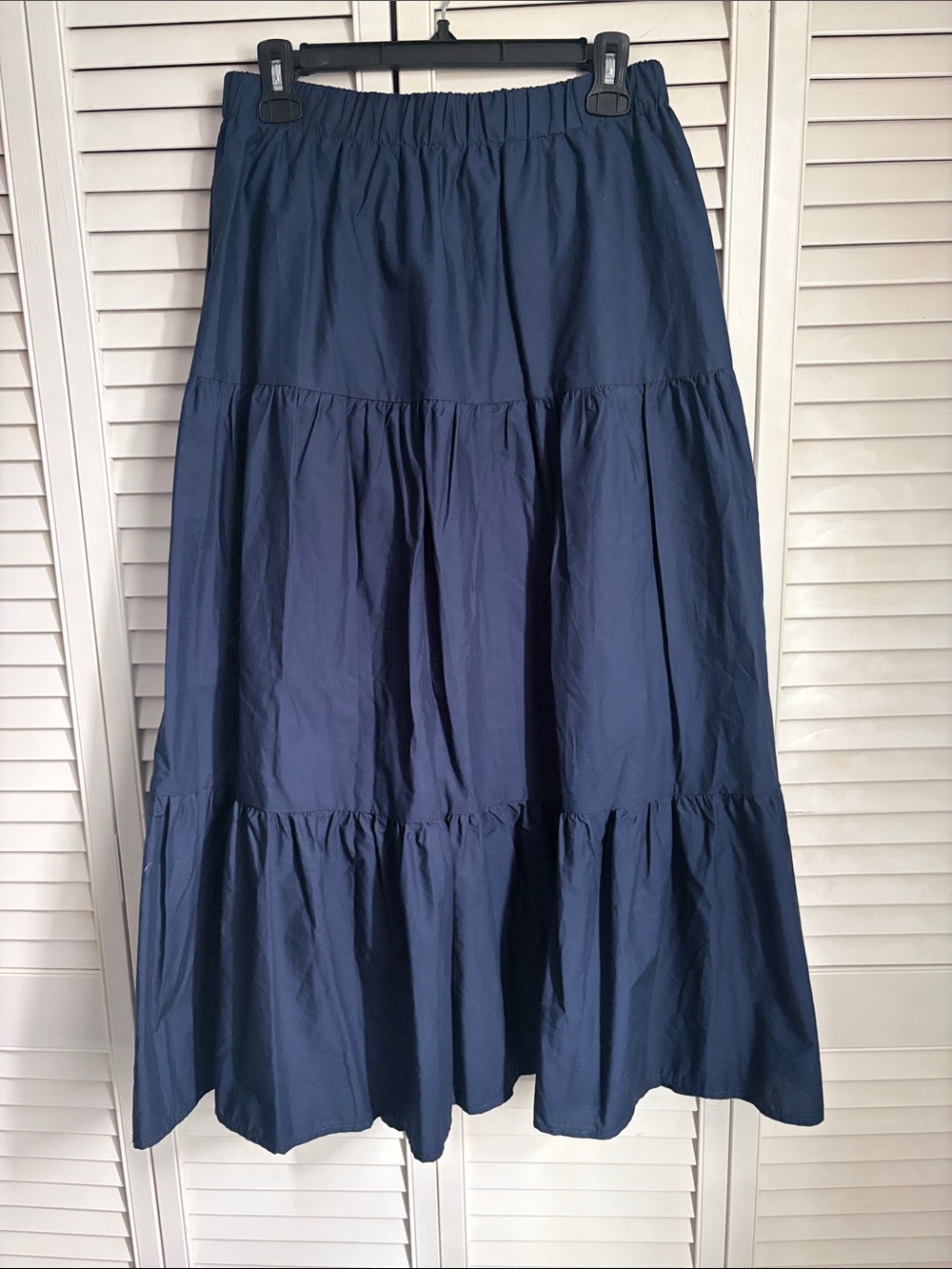 Sanctuary Medium Navy Poplin Prairie Tiered Midi Skirt New NWT